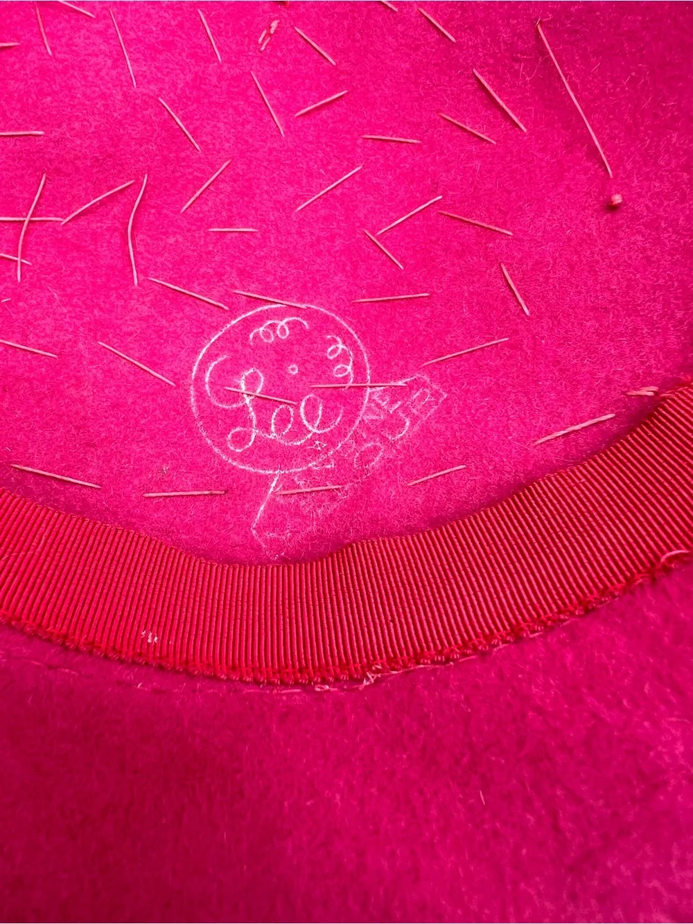 Vintage Lee Pink Genuine Velour Beaded Cocktail Hat Pearls Floral 1940s mid cent